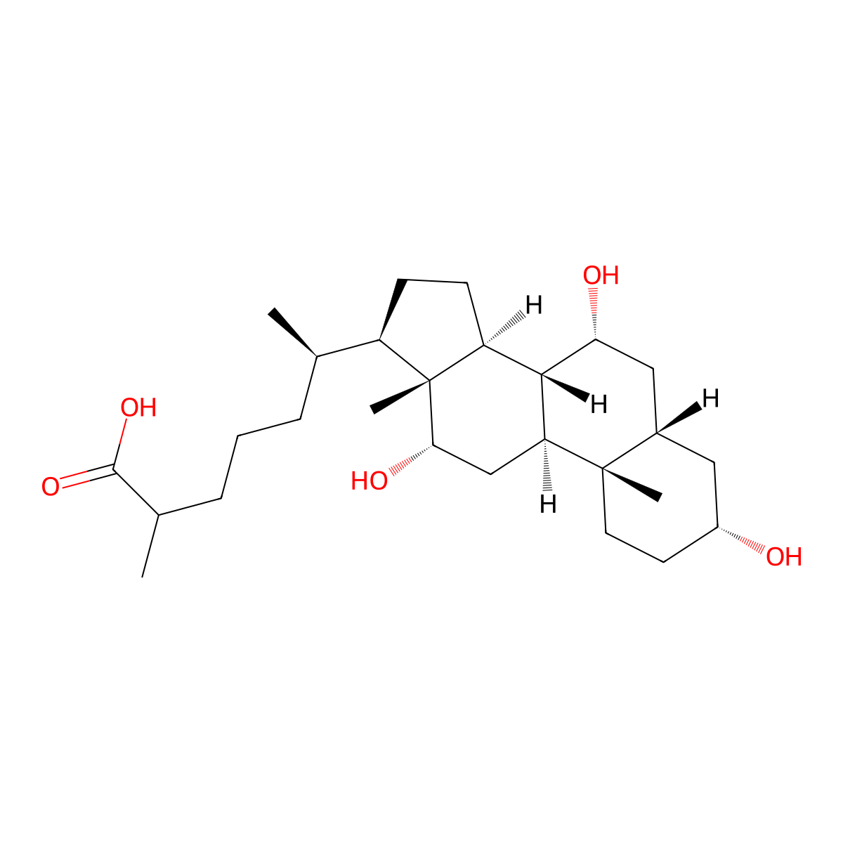 3Alpha,7Alpha,12Alpha-trihydroxy-5Beta-cholestan-26-oic acid molecular structure, CAS 547-98-8