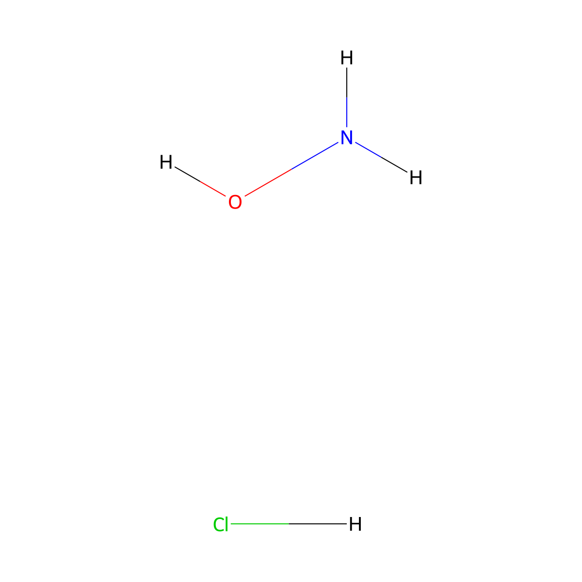 Hydroxyamine hydrochloride molecular structure, CAS 5470-11-1