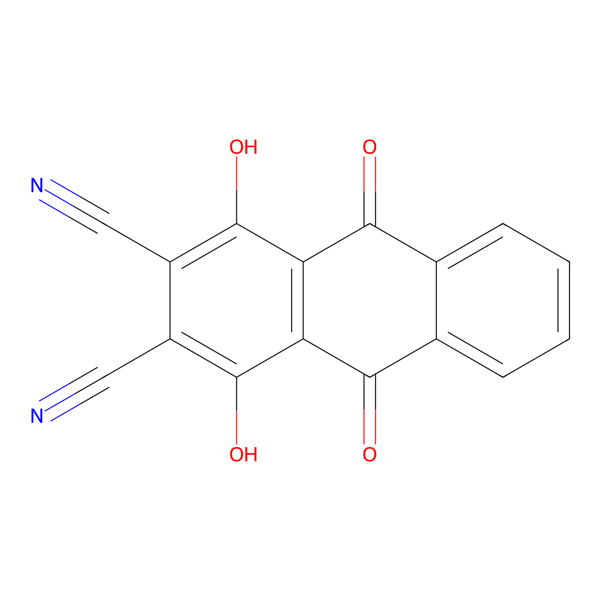 1,4-Dihydroxy-9,10-dioxo-9,10-dihydroanthracene-2,3-dicarbonitrile molecular structure, CAS 5470-98-4