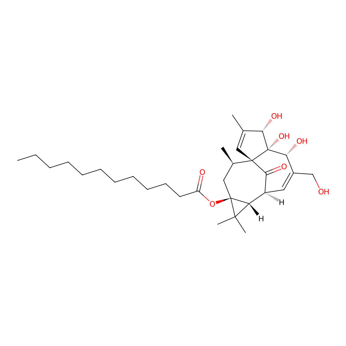 Dodecanoic acid ingenol ester molecular structure, CAS 54706-70-6