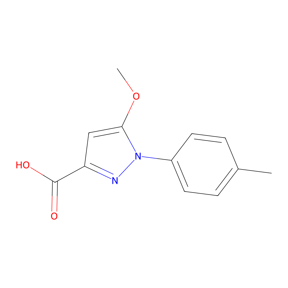 5-Methoxy-1-(p-tolyl)-1H-pyrazole-3-carboxylic acid molecular structure, CAS 54709-09-0
