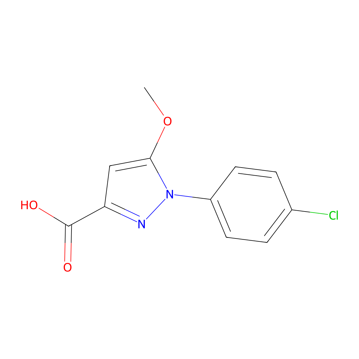 1-(4-Chlorophenyl)-5-methoxy-1H-pyrazole-3-carboxylic acid molecular structure, CAS 54709-10-3