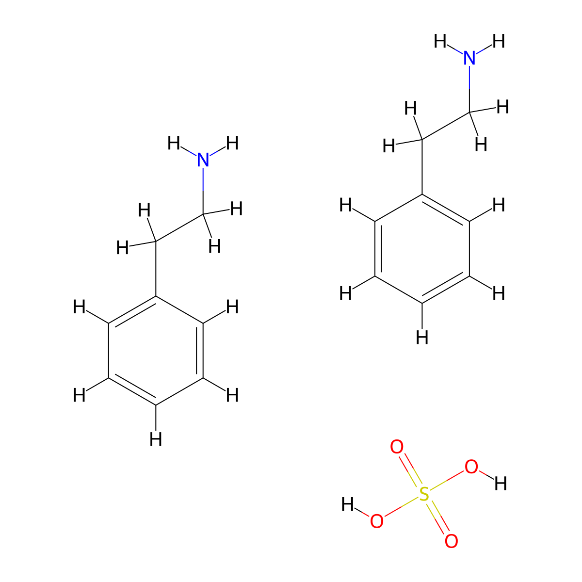 Phenethylamine sulfate (2:1) molecular structure, CAS 5471-08-9