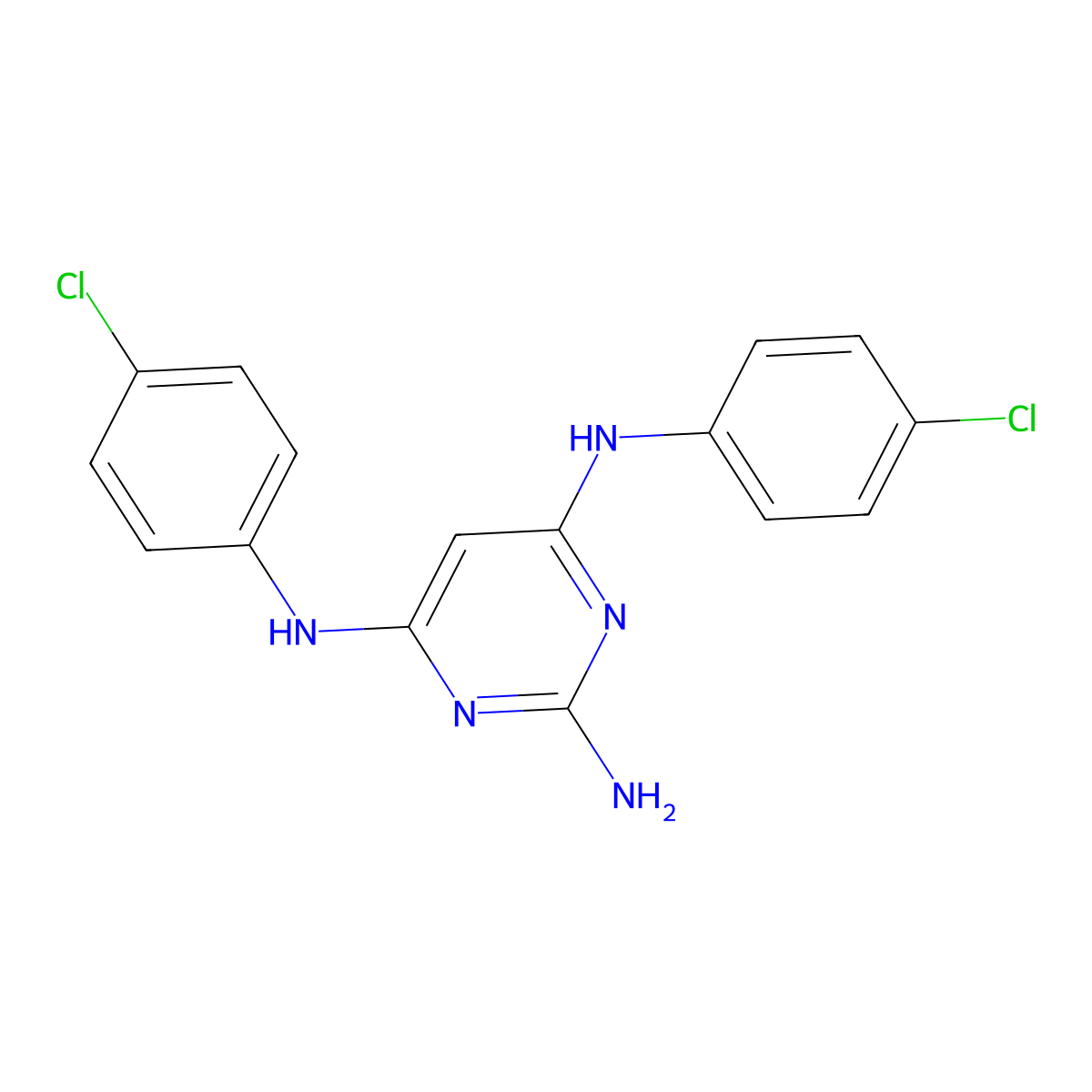 n4,n6-Bis(4-chlorophenyl)pyrimidine-2,4,6-triamine molecular structure, CAS 5471-67-0
