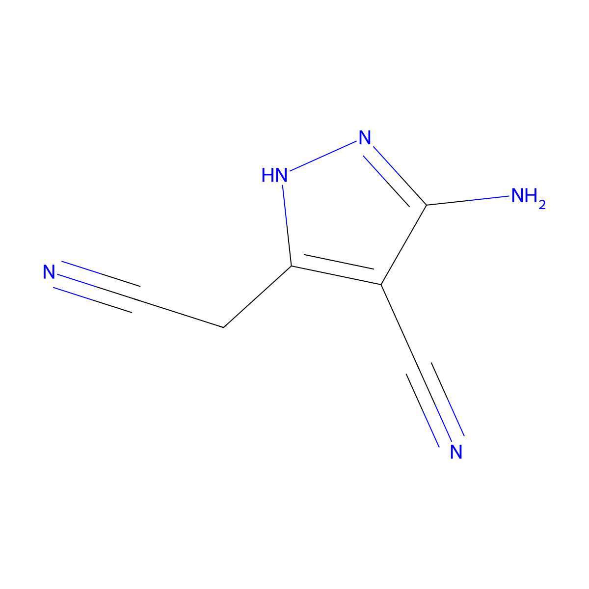 3-Amino-4-cyano-5-cyanomethylpyrazole molecular structure, CAS 54711-21-6