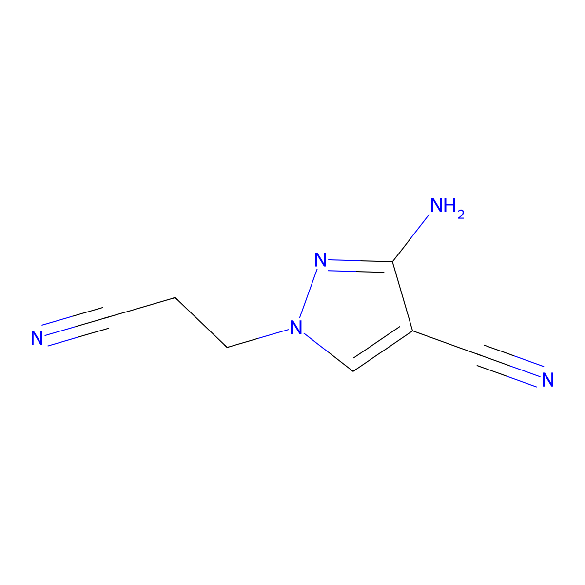 3-Amino-1-(2-cyanoethyl)-1H-pyrazole-4-carbonitrile molecular structure, CAS 54711-29-4