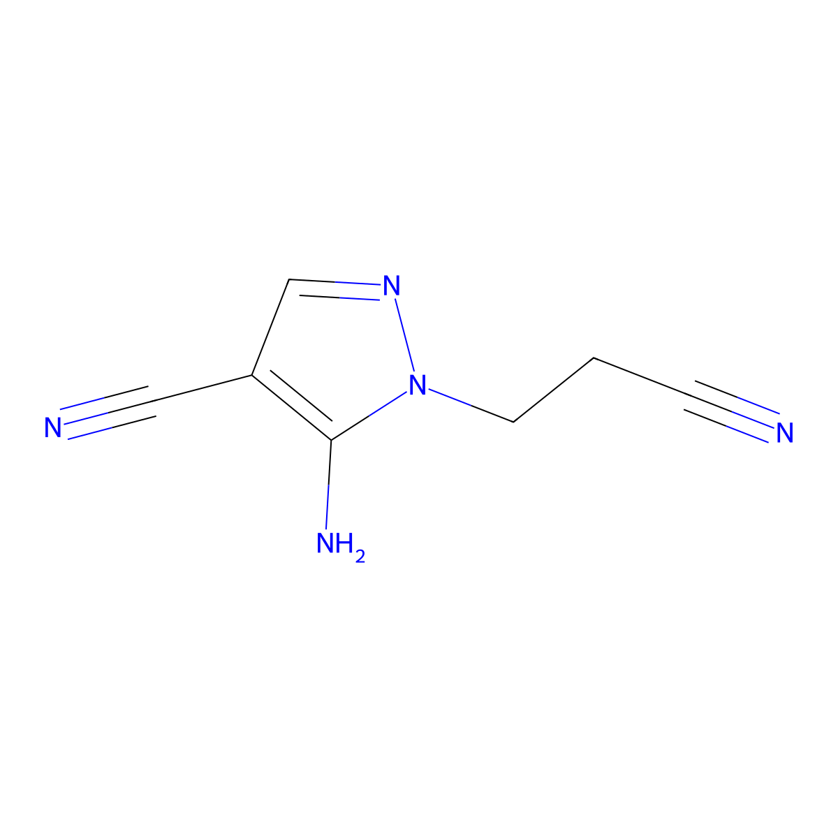 5-amino-1-(2-cyanoethyl)-1H-pyrazole-4-carbonitrile molecular structure, CAS 54711-30-7