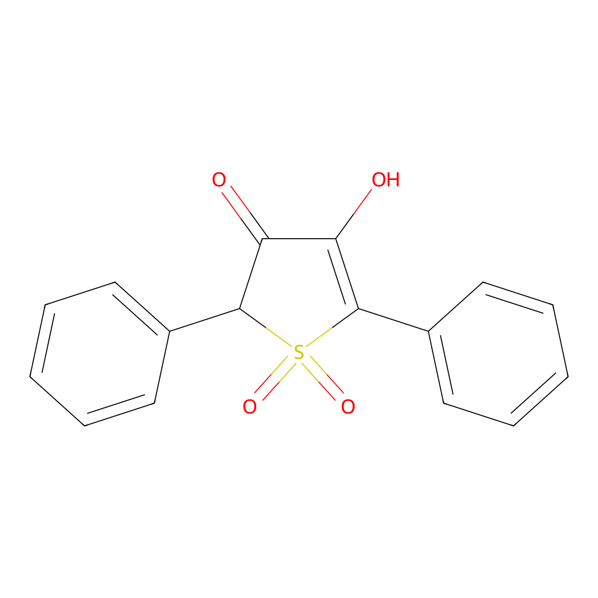 4-Hydroxy-2,5-diphenyl-1H-1lambda~6~-thiophene-1,1,3(2H)-trione molecular structure, CAS 54714-10-2