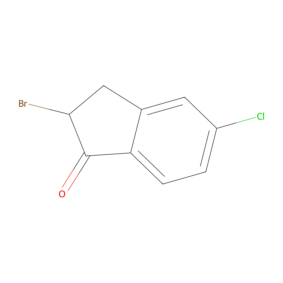 2-Bromo-5-chloro-2,3-dihydro-1H-inden-1-one molecular structure, CAS 54714-53-3