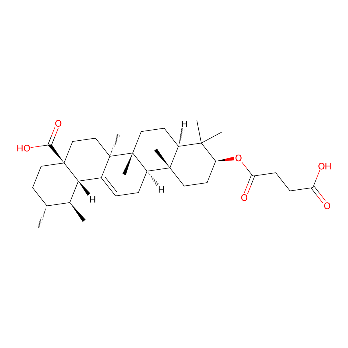 (1S,2R,4aS,6aR,6aS,6bR,8aR,10S,12aR,14bS)-10-(3-carboxypropanoyloxy)-1,2,6a,6b,9,9,12a-heptamethyl-2,3,4,5,6,6a,7,8,8a,10,11,12,13,14b-tetradecahydro-1H-picene-4a-carboxylic acid molecular structure, CAS 54717-85-0
