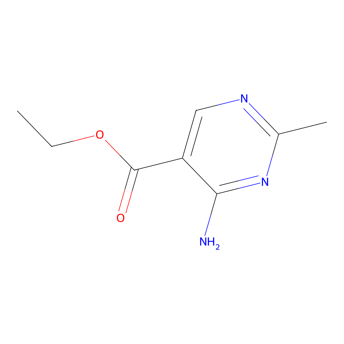 Ethyl 4-amino-2-methylpyrimidine-5-carboxylate molecular structure, CAS 5472-46-8