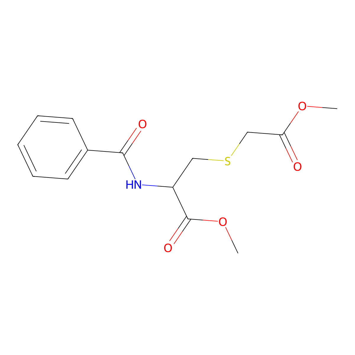 Methyl 2-benzamido-3-(2-methoxy-2-oxoethyl)sulfanylpropanoate molecular structure, CAS 5472-74-2