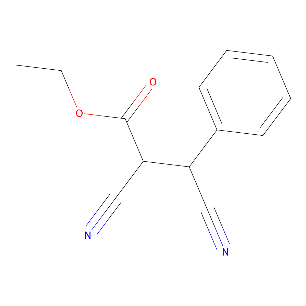Ethyl 2,3-dicyano-3-phenylpropanoate molecular structure, CAS 5473-13-2