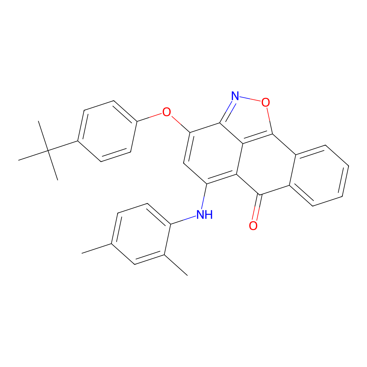 3-(4-tert-butylphenoxy)-5-[(2,4-dimethylphenyl)amino]-6H-anthra[1,9-cd]isoxazol-6-one molecular structure, CAS 5473-25-6
