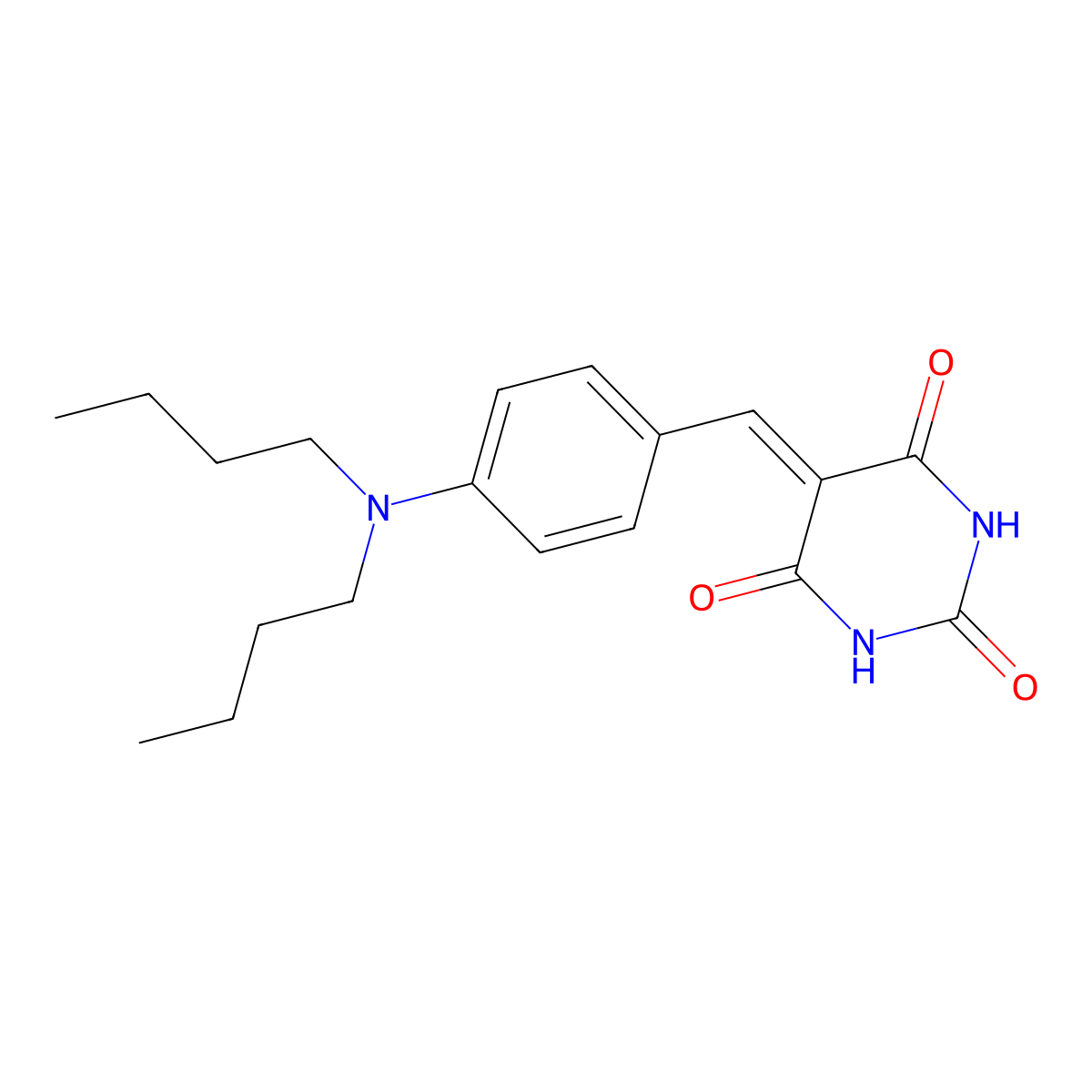 5-[[4-(Dibutylamino)phenyl]methylidene]-1,3-diazinane-2,4,6-trione molecular structure, CAS 5473-68-7