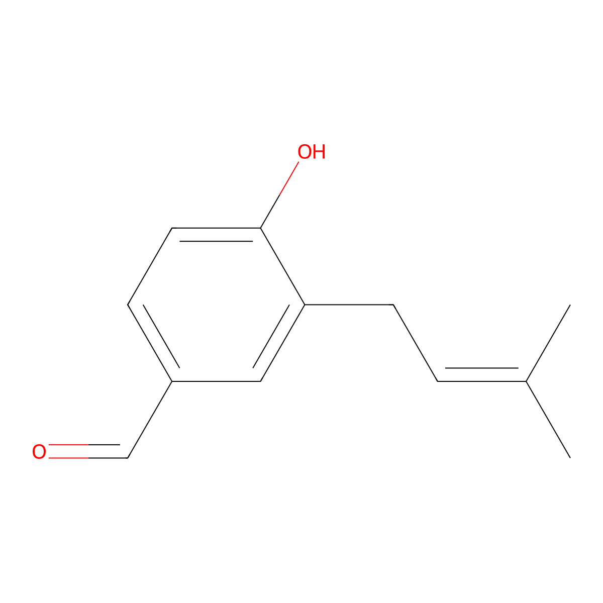 3-Dimethylallyl-4-hydroxybenzaldehyde molecular structure, CAS 54730-30-2