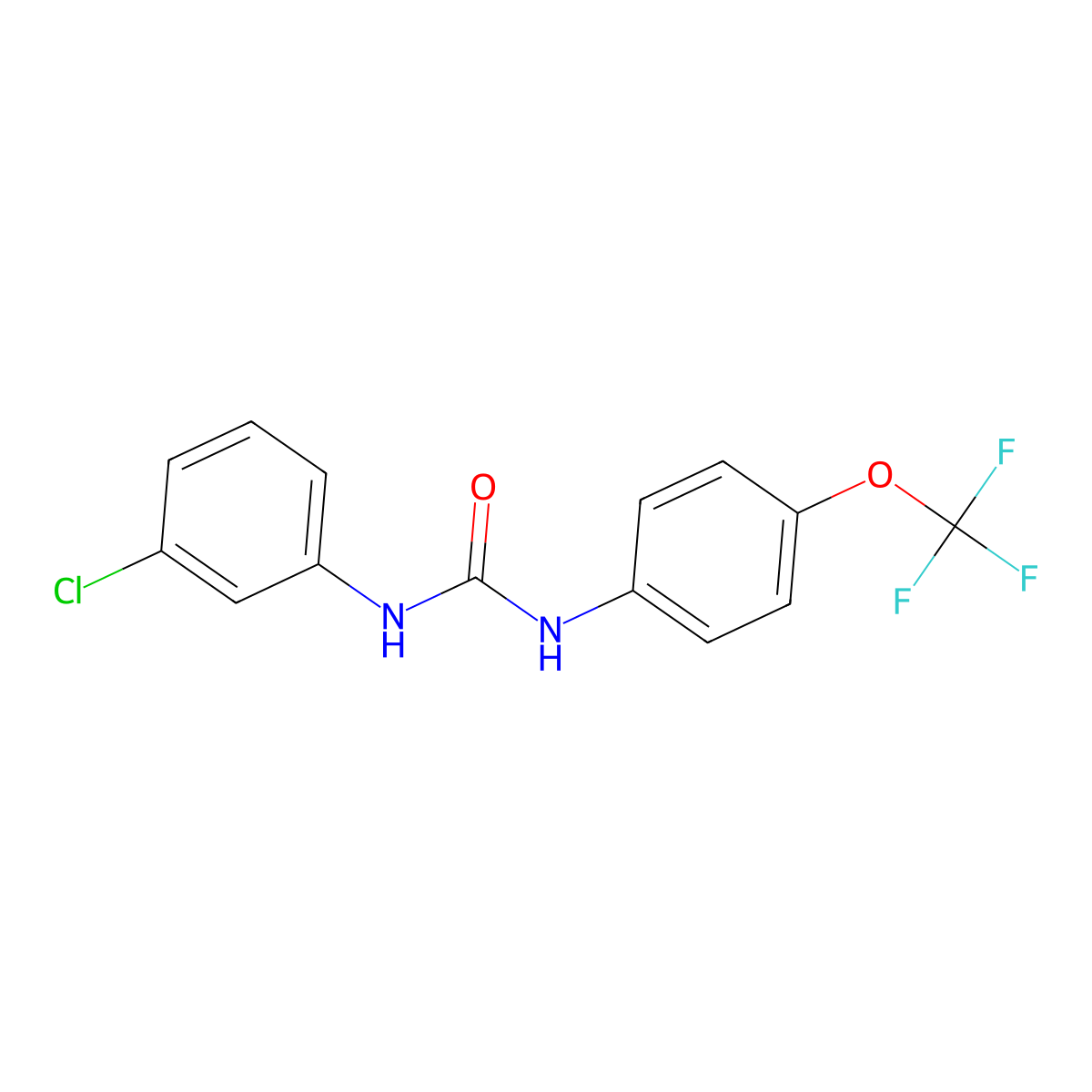 1-(3-Chlorophenyl)-3-[4-(trifluoromethoxy)phenyl]urea molecular structure, CAS 54730-72-2