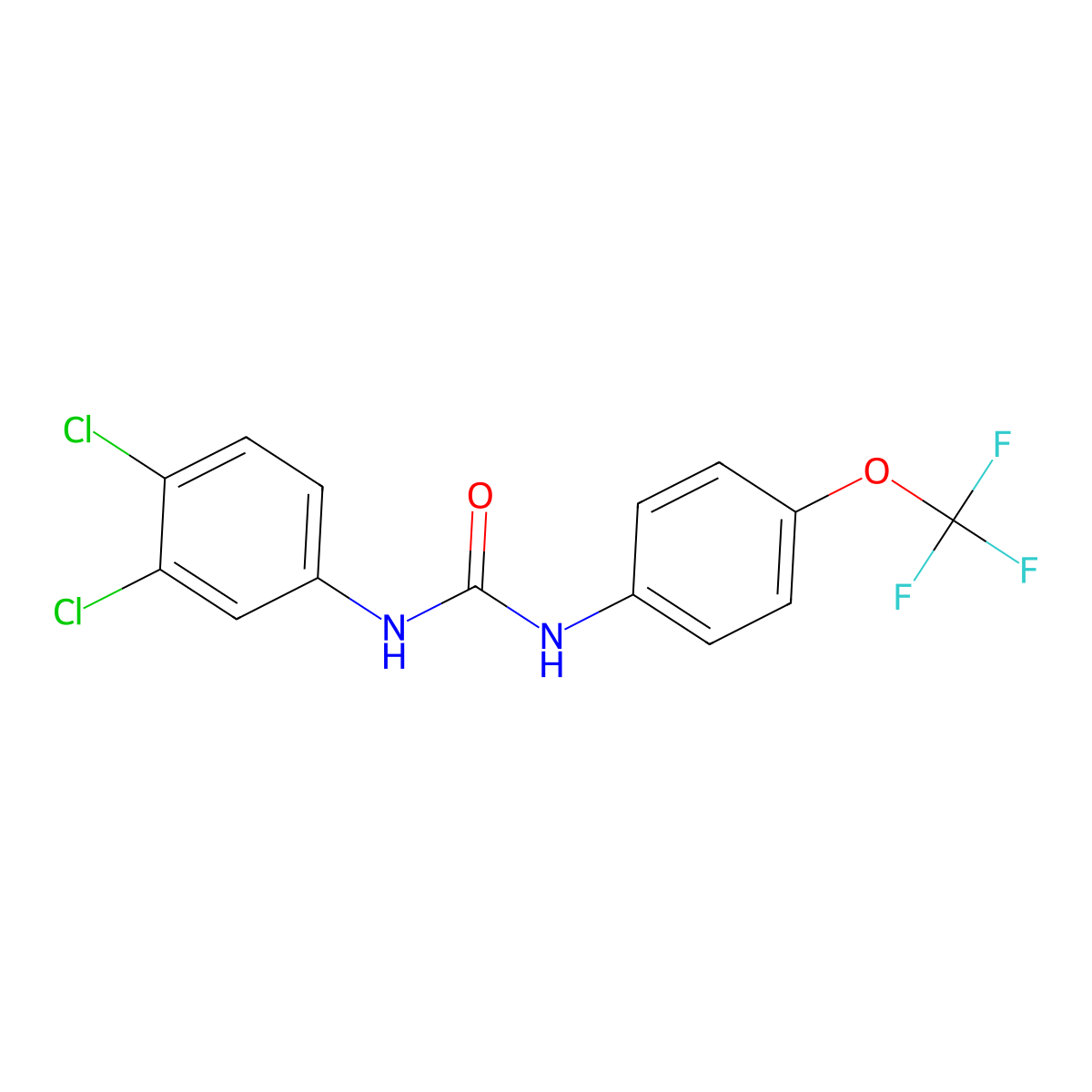 1-(3,4-Dichlorophenyl)-3-(4-(trifluoromethoxy)phenyl)urea molecular structure, CAS 54730-76-6