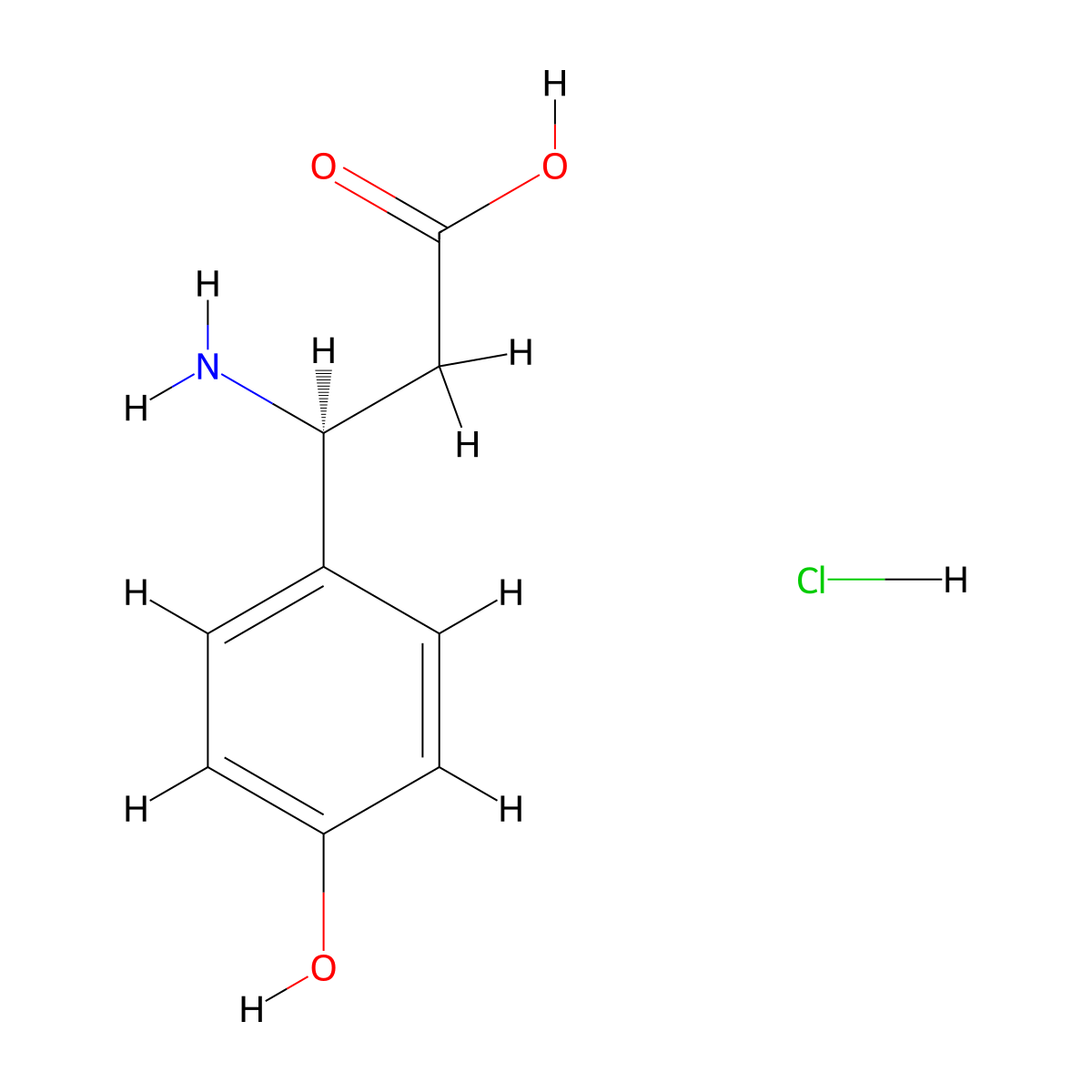 (S)-3-Amino-3-(4-hydroxyphenyl)propanoic acid hydrochloride molecular structure, CAS 54732-46-6