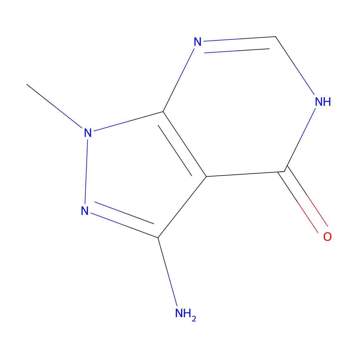 3-amino-1-methyl-1H,4H,5H-pyrazolo(3,4-d)pyrimidin-4-one molecular structure, CAS 54738-66-8