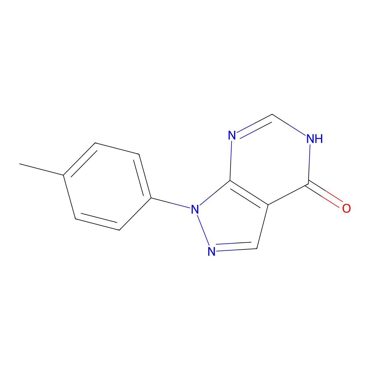1-(4-methylphenyl)-1H,4H,5H-pyrazolo[3,4-d]pyrimidin-4-one molecular structure, CAS 54738-75-9