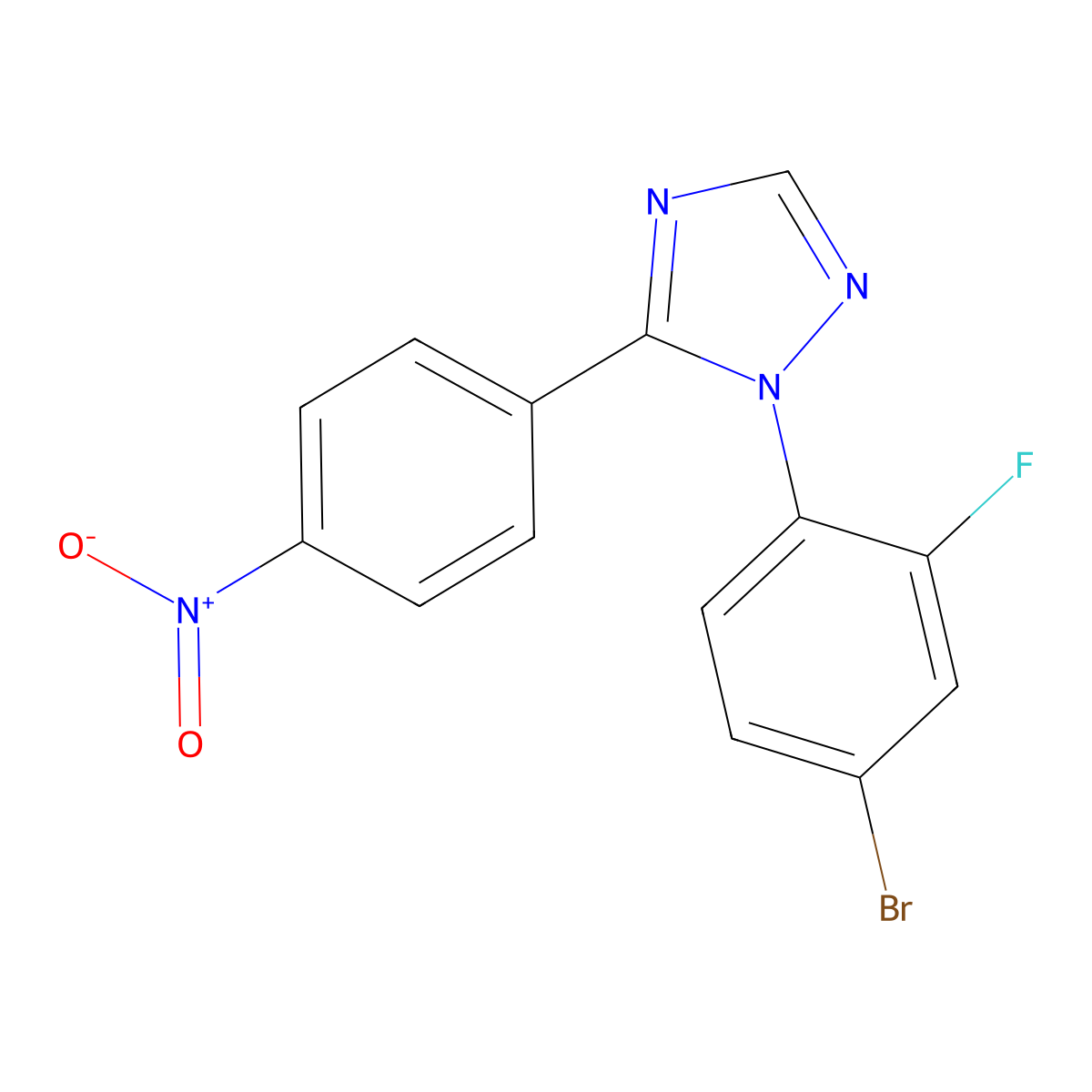 1-(4-Bromo-2-fluorophenyl)-5-(4-nitrophenyl)-1,2,4-triazole molecular structure, CAS 5474-07-7