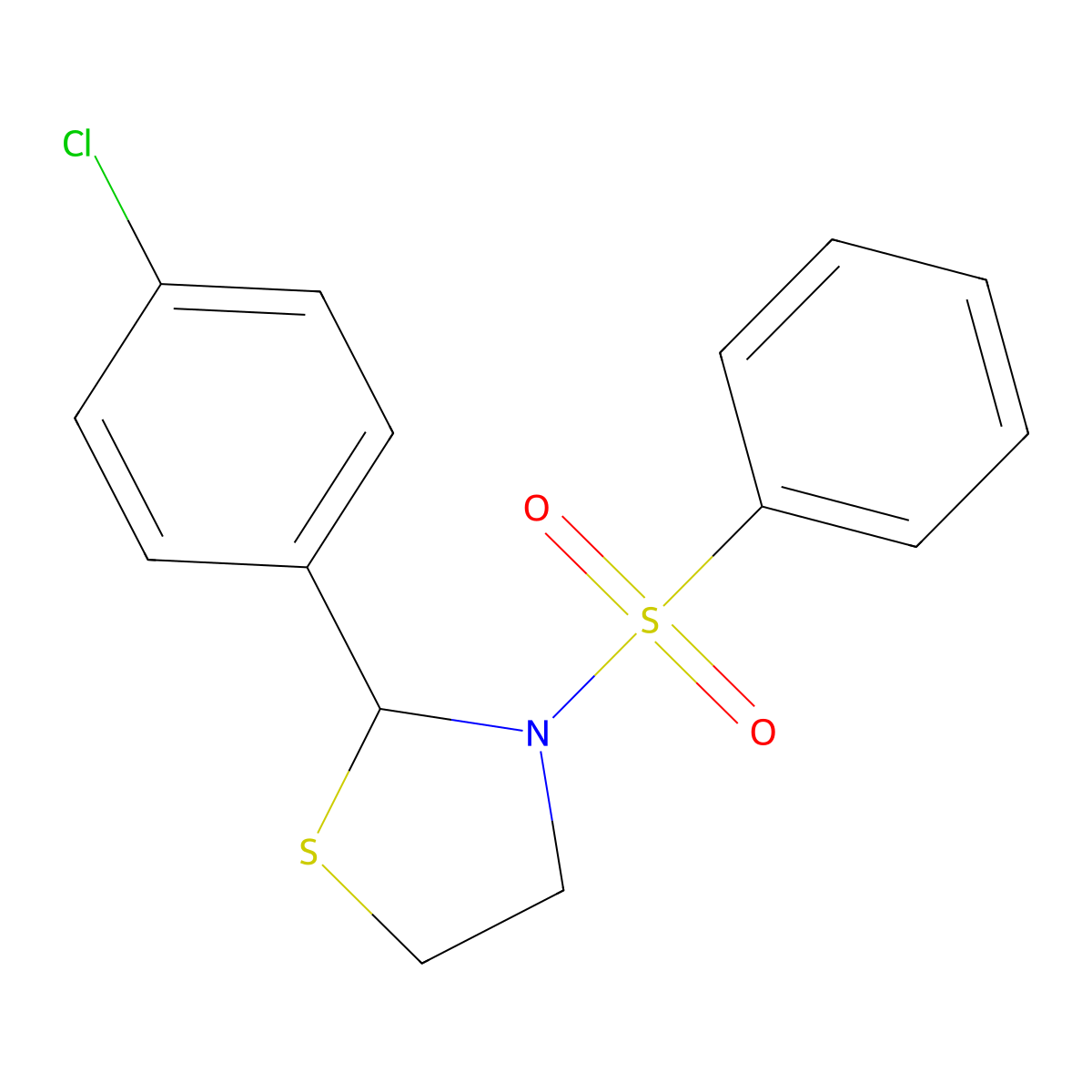 3-(Benzenesulfonyl)-2-(4-chlorophenyl)-1,3-thiazolidine molecular structure, CAS 5474-16-8