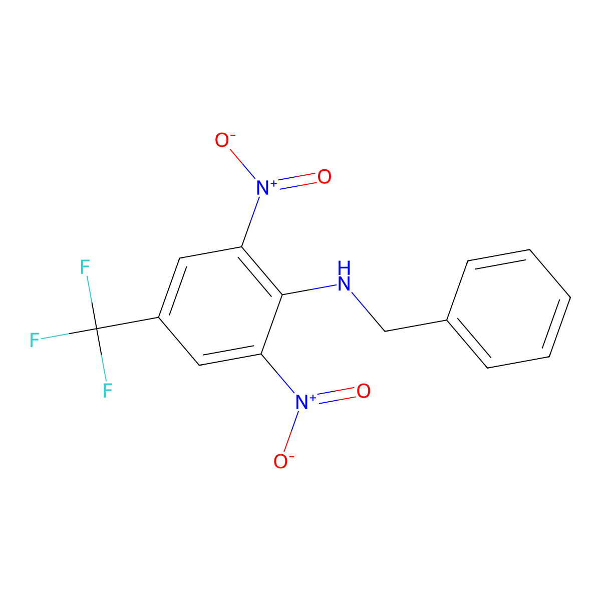 N-benzyl-2,6-dinitro-4-(trifluoromethyl)aniline molecular structure, CAS 5474-17-9