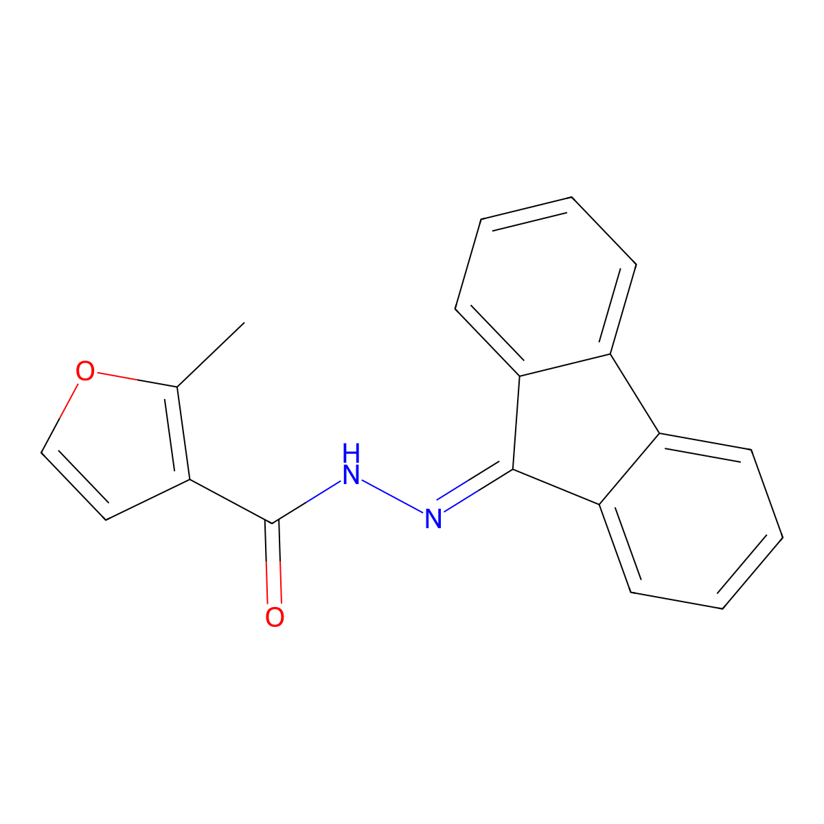 N'-(9H-fluoren-9-ylidene)-2-methyl-3-furohydrazide molecular structure, CAS 5474-40-8