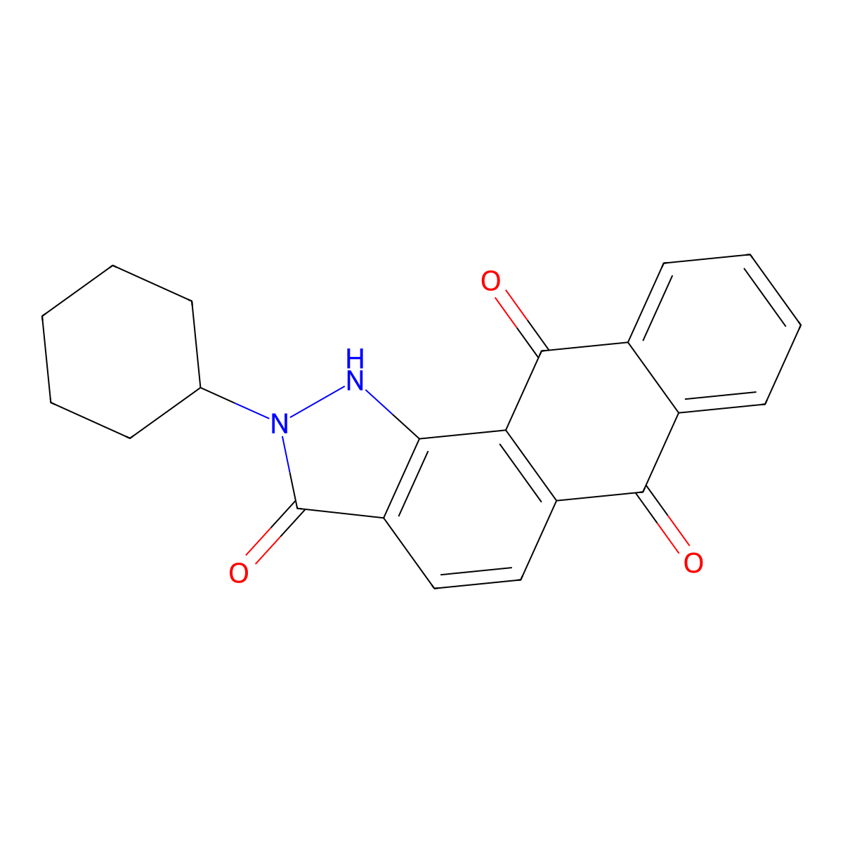 2-Cyclohexyl-1,2-dihydro-naphtho[2,3-g]indazole-3,6,11-trione molecular structure, CAS 5474-78-2