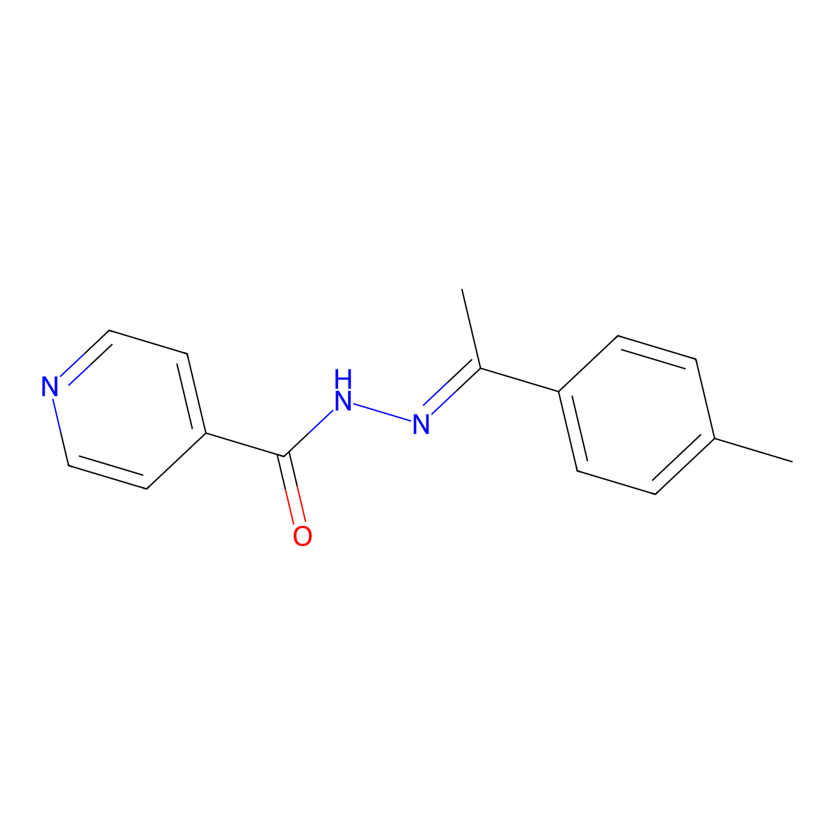 N-[1-(4-methylphenyl)ethylideneamino]pyridine-4-carboxamide molecular structure, CAS 5474-94-2