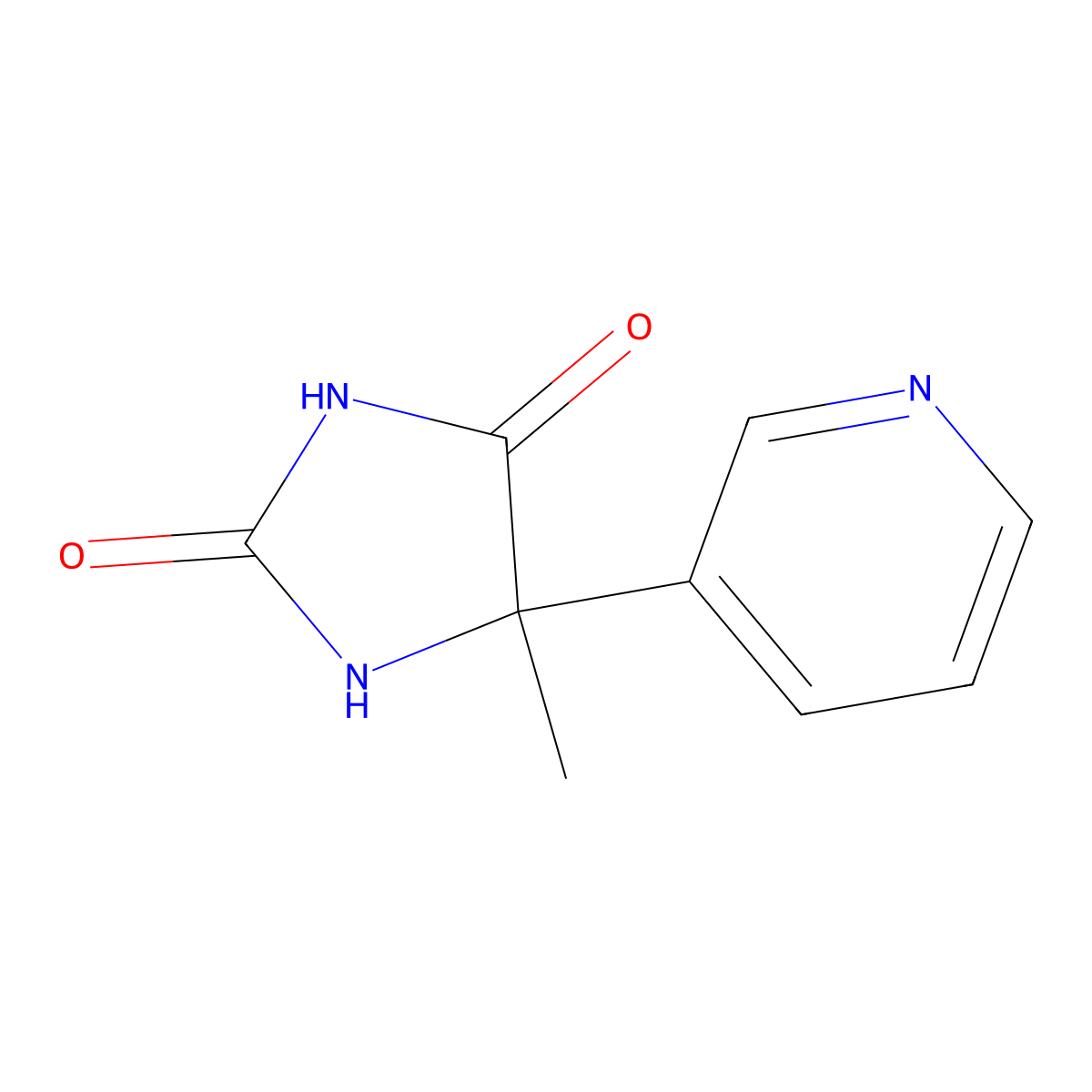 5-Methyl-5-(pyridin-3-yl)imidazolidine-2,4-dione molecular structure, CAS 54743-28-1
