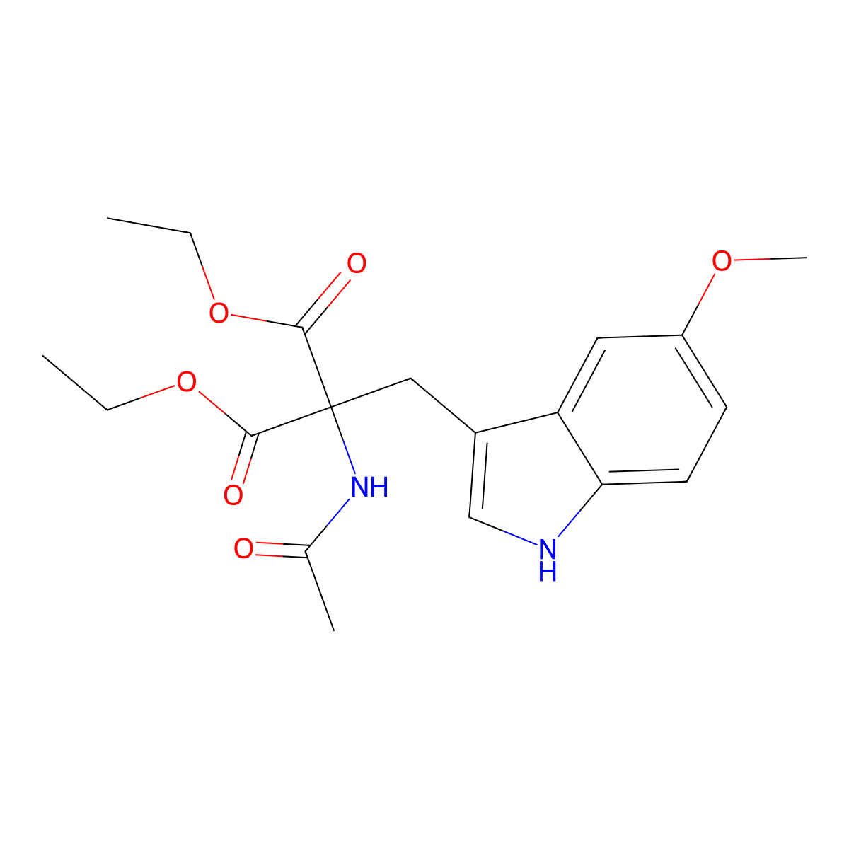 Propanedioic acid, (acetylamino)((5-methoxy-1H-indol-3-yl)methyl)-, diethyl ester molecular structure, CAS 54744-69-3