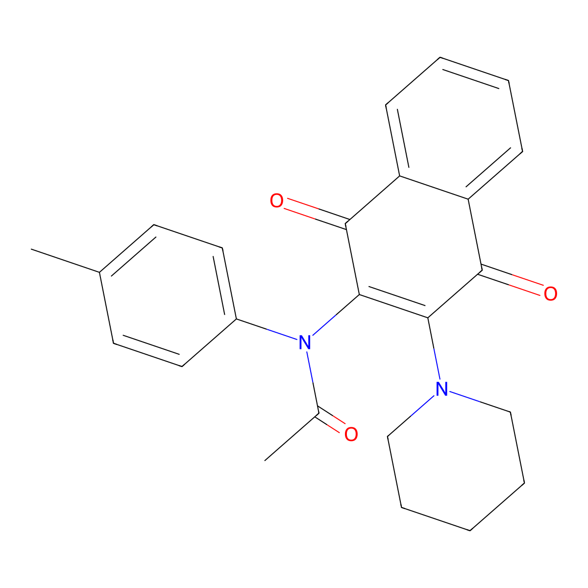 N-[1,4-Dioxo-3-(piperidin-1-yl)-1,4-dihydronaphthalen-2-yl]-N-(4-methylphenyl)acetamide molecular structure, CAS 5475-26-3