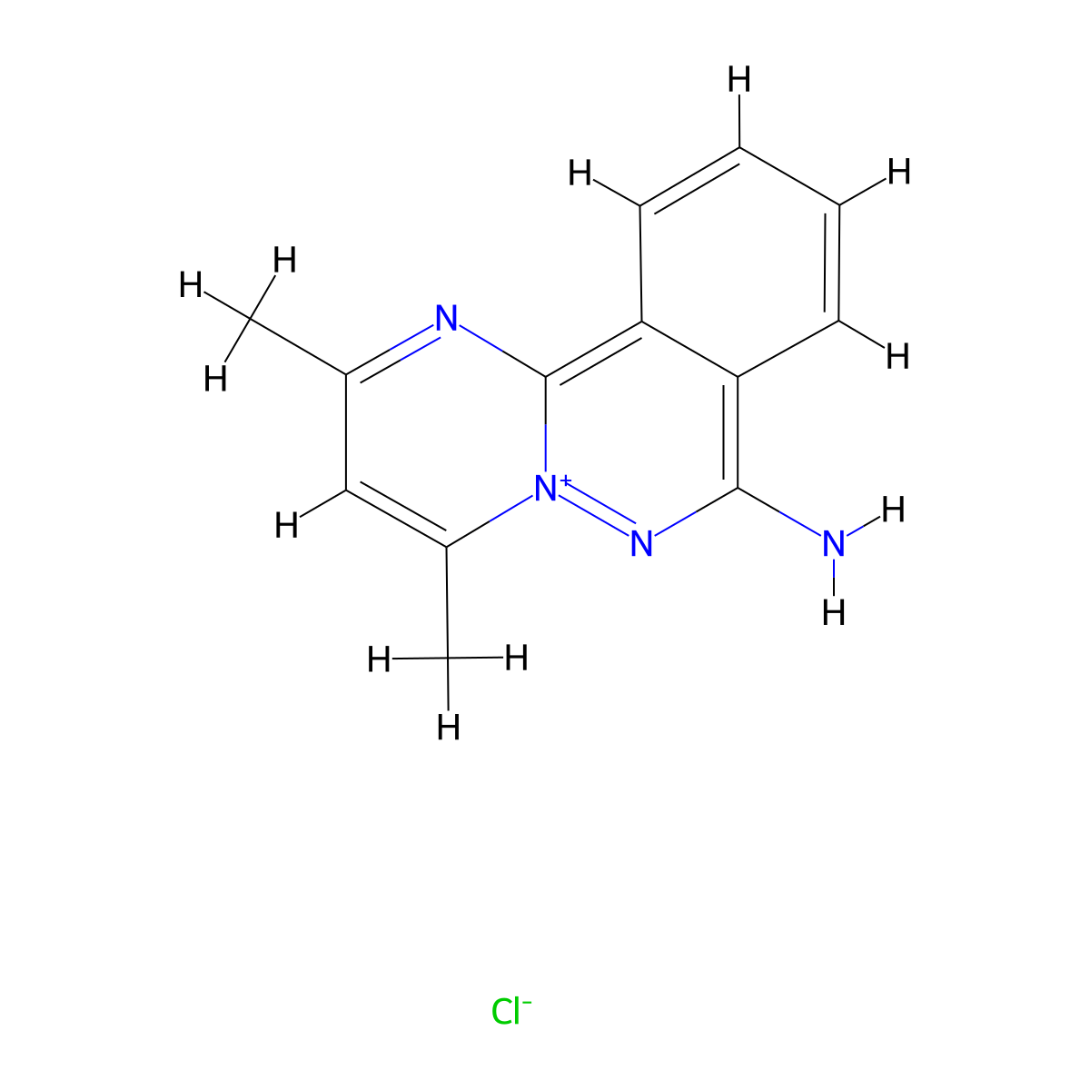 7-Amino-2,4-dimethylpyrimido[2,1-a]phthalazin-5-ium chloride molecular structure, CAS 54752-92-0