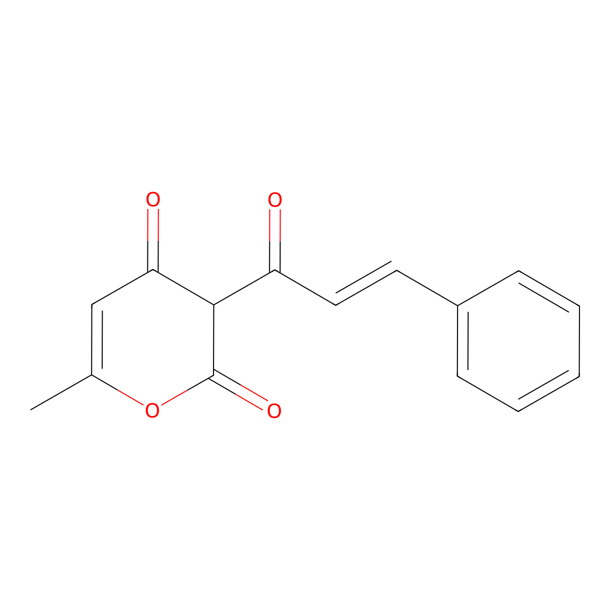 6-Methyl-3-(3-phenylacryloyl)-2H-pyran-2,4(3H)-dione molecular structure, CAS 54756-15-9