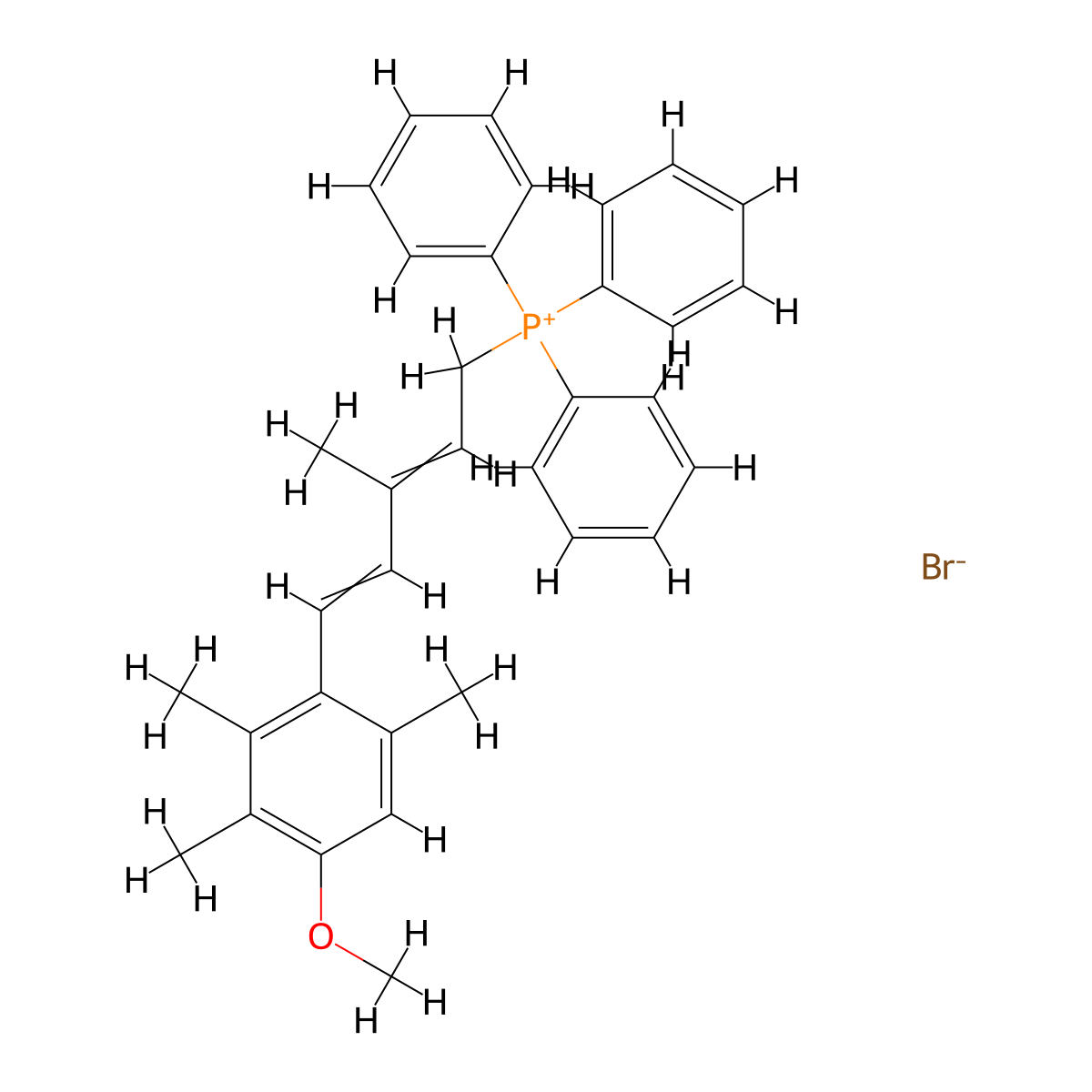 [5-(4-Methoxy-2,3,6-trimethylphenyl)-3-methylpenta-2,4-dien-1-yl](triphenyl)phosphanium bromide molecular structure, CAS 54757-44-7