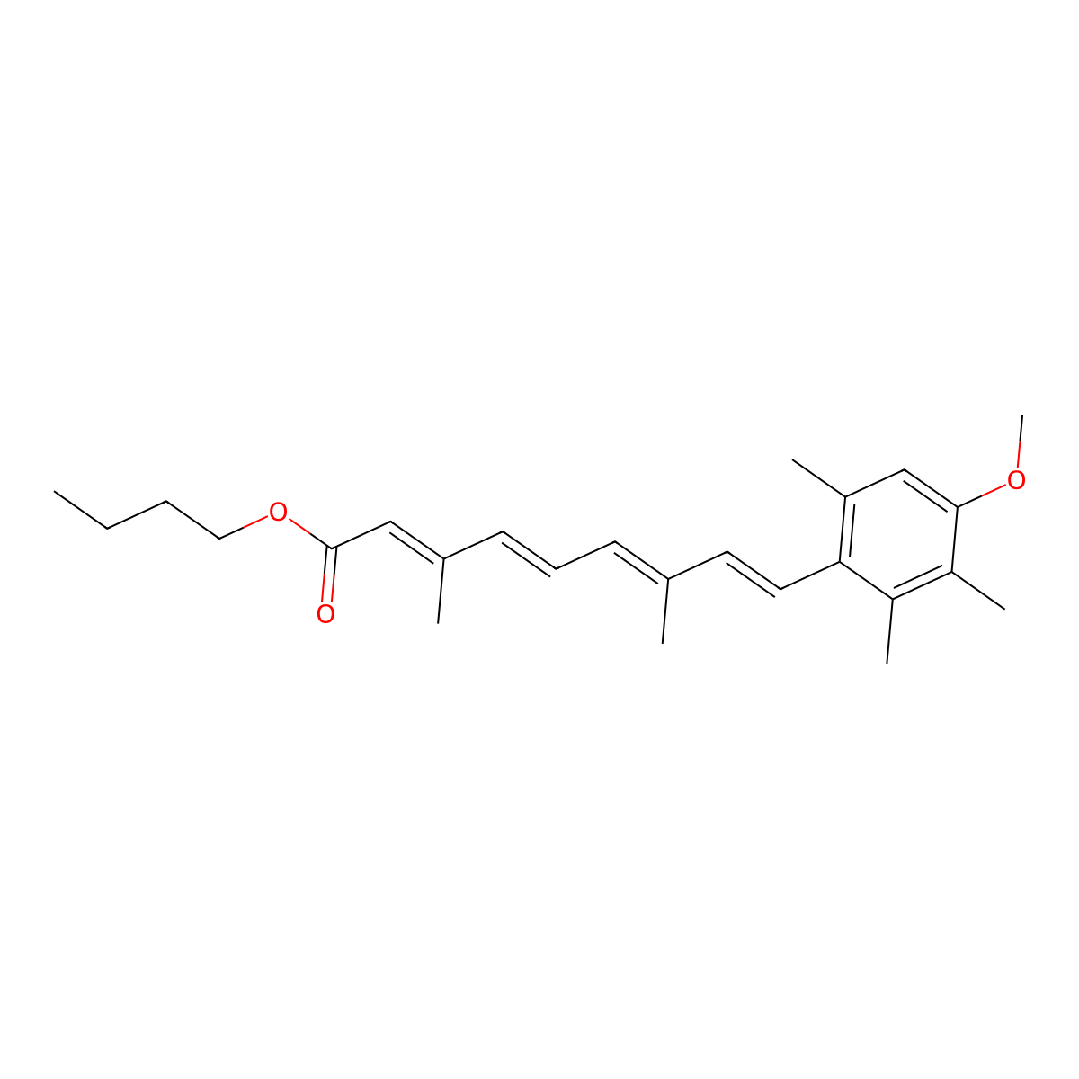 (2E,4E,6E,8E)-Butyl 9-(4-methoxy-2,3,6-trimethylphenyl)-3,7-dimethylnona-2,4,6,8-tetraenoate molecular structure, CAS 54757-45-8