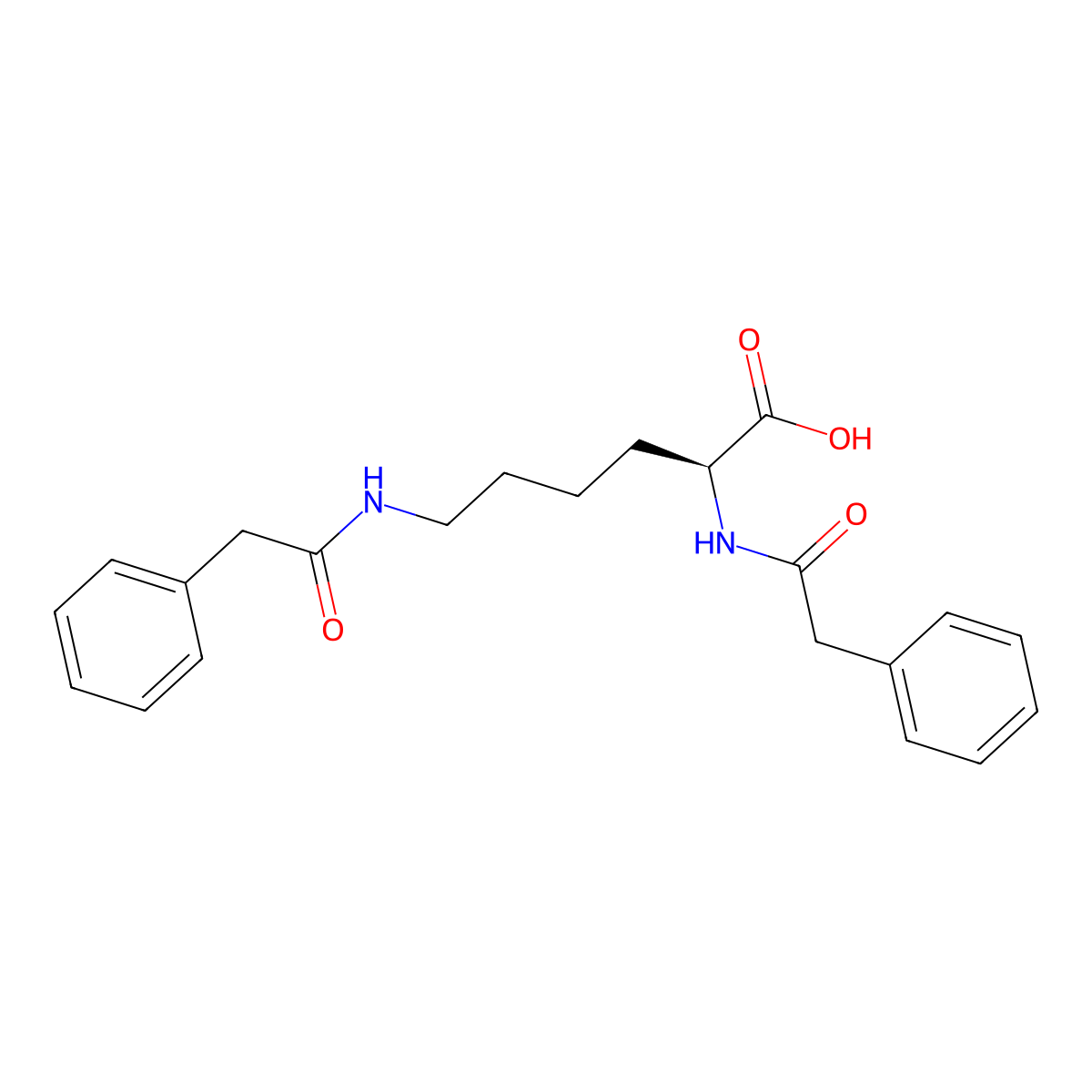 DL-Lysine, N(sup 2),N(sup 6)-bis(phenylacetyl)- molecular structure, CAS 54759-55-6