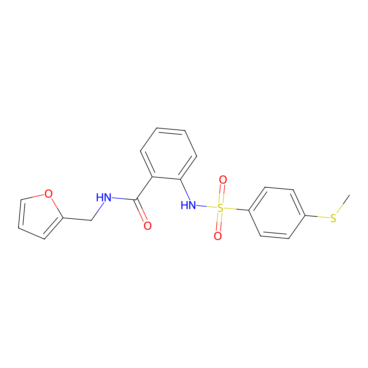N-(furan-2-ylmethyl)-2-[(4-methylsulfanylphenyl)sulfonylamino]benzamide molecular structure, CAS 5476-05-1