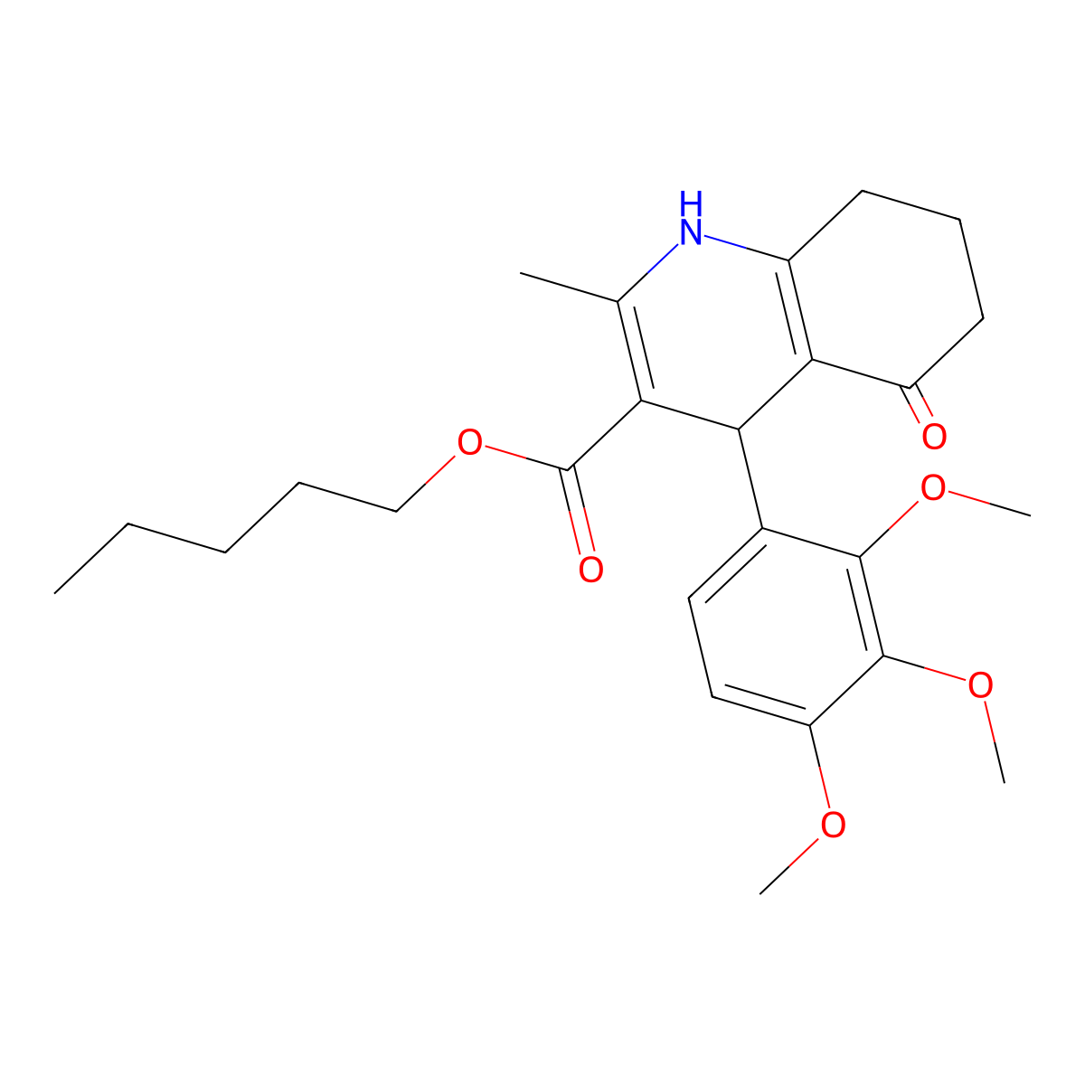 pentyl 2-methyl-5-oxo-4-(2,3,4-trimethoxyphenyl)-4,6,7,8-tetrahydro-1H-quinoline-3-carboxylate molecular structure, CAS 5476-20-0