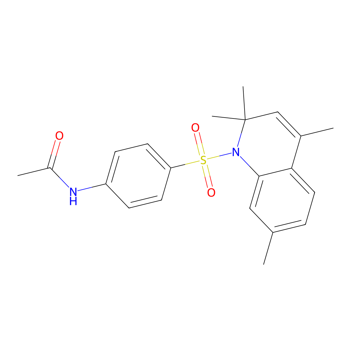 N-[4-(2,2,4,7-tetramethylquinolin-1-yl)sulfonylphenyl]acetamide molecular structure, CAS 5476-94-8