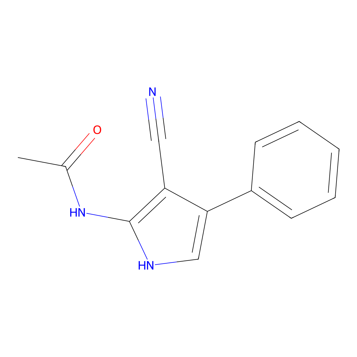 N-(3-cyano-4-phenyl-1H-pyrrol-2-yl)acetamide molecular structure, CAS 54760-14-4