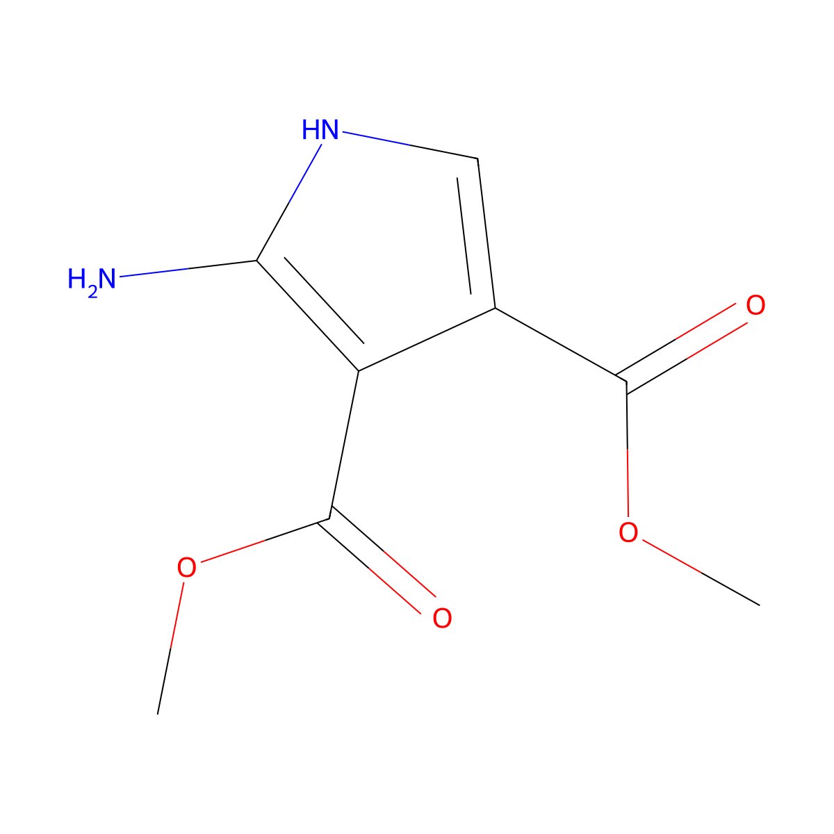 3,4-dimethyl 2-amino-1H-pyrrole-3,4-dicarboxylate molecular structure, CAS 54760-19-9