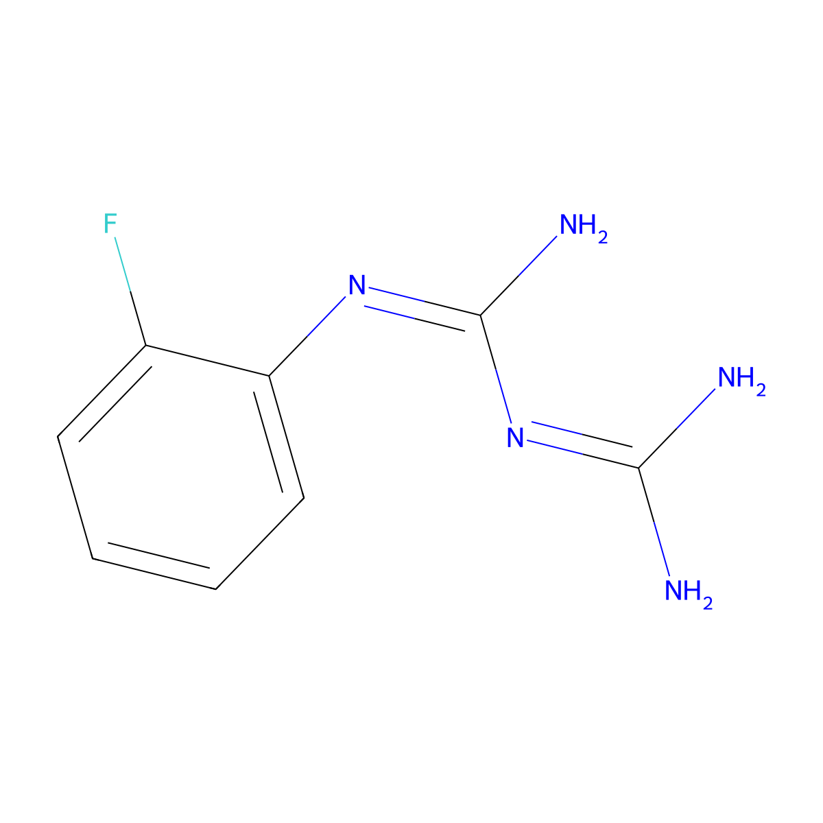 1-Carbamimidamido-N-(2-fluorophenyl)methanimidamide molecular structure, CAS 54766-95-9