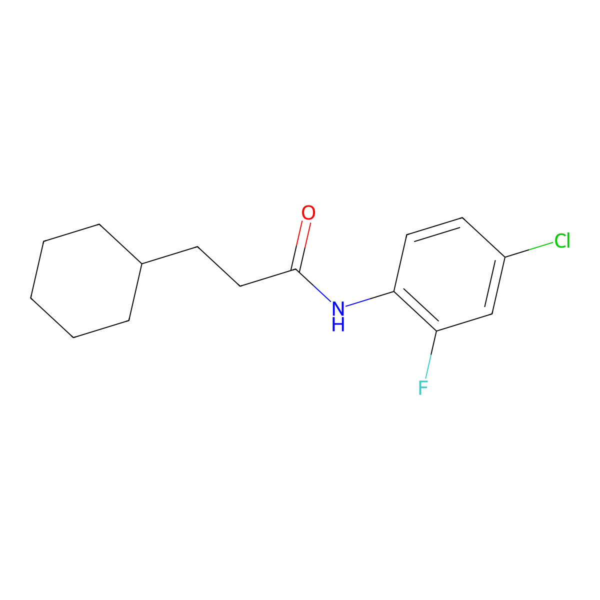 N-(4-chloro-2-fluorophenyl)-3-cyclohexylpropanamide molecular structure, CAS 547698-29-3