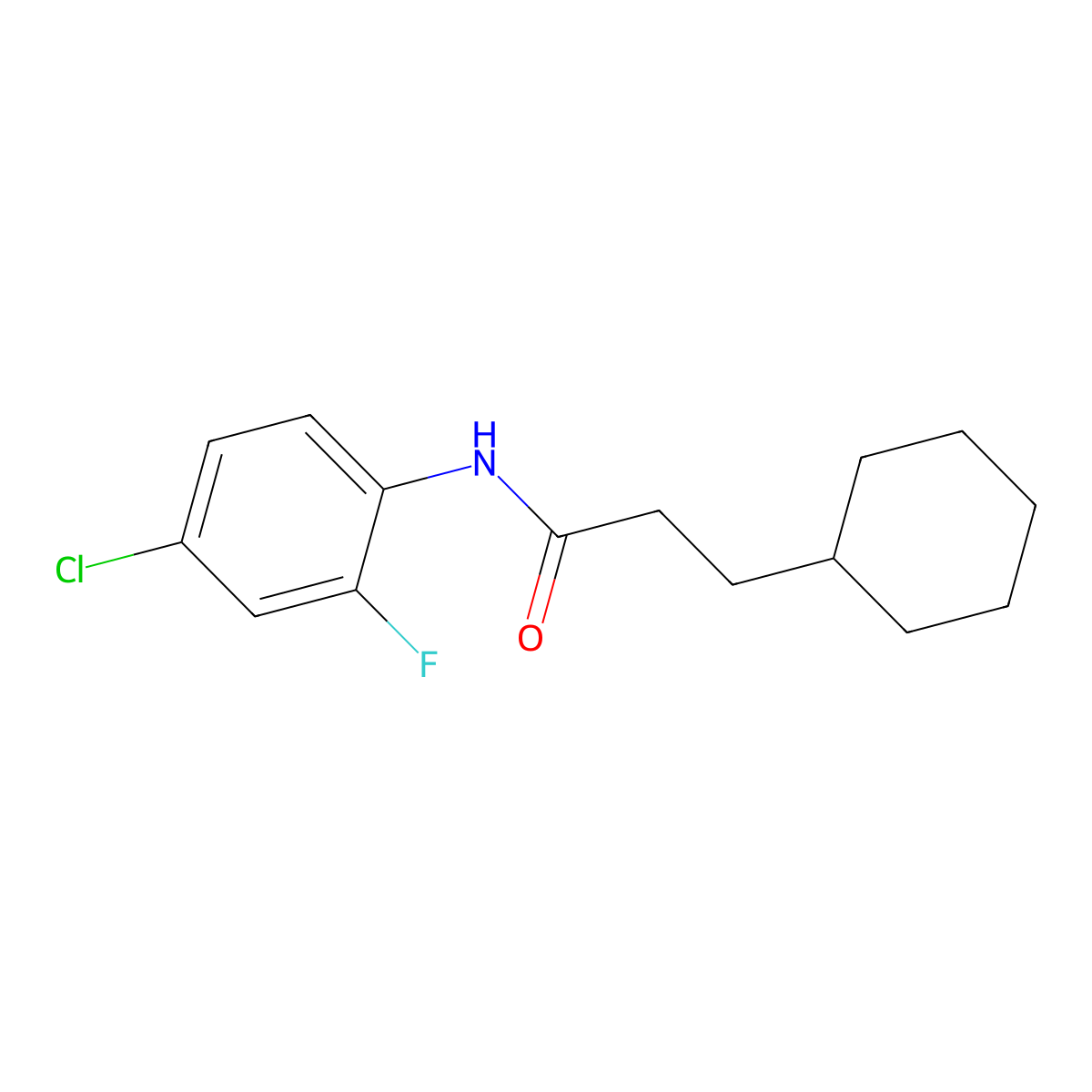 N-(4-chloro-2-fluorophenyl)-3-cyclohexylpropanamide molecular structure, CAS 547698-29-3