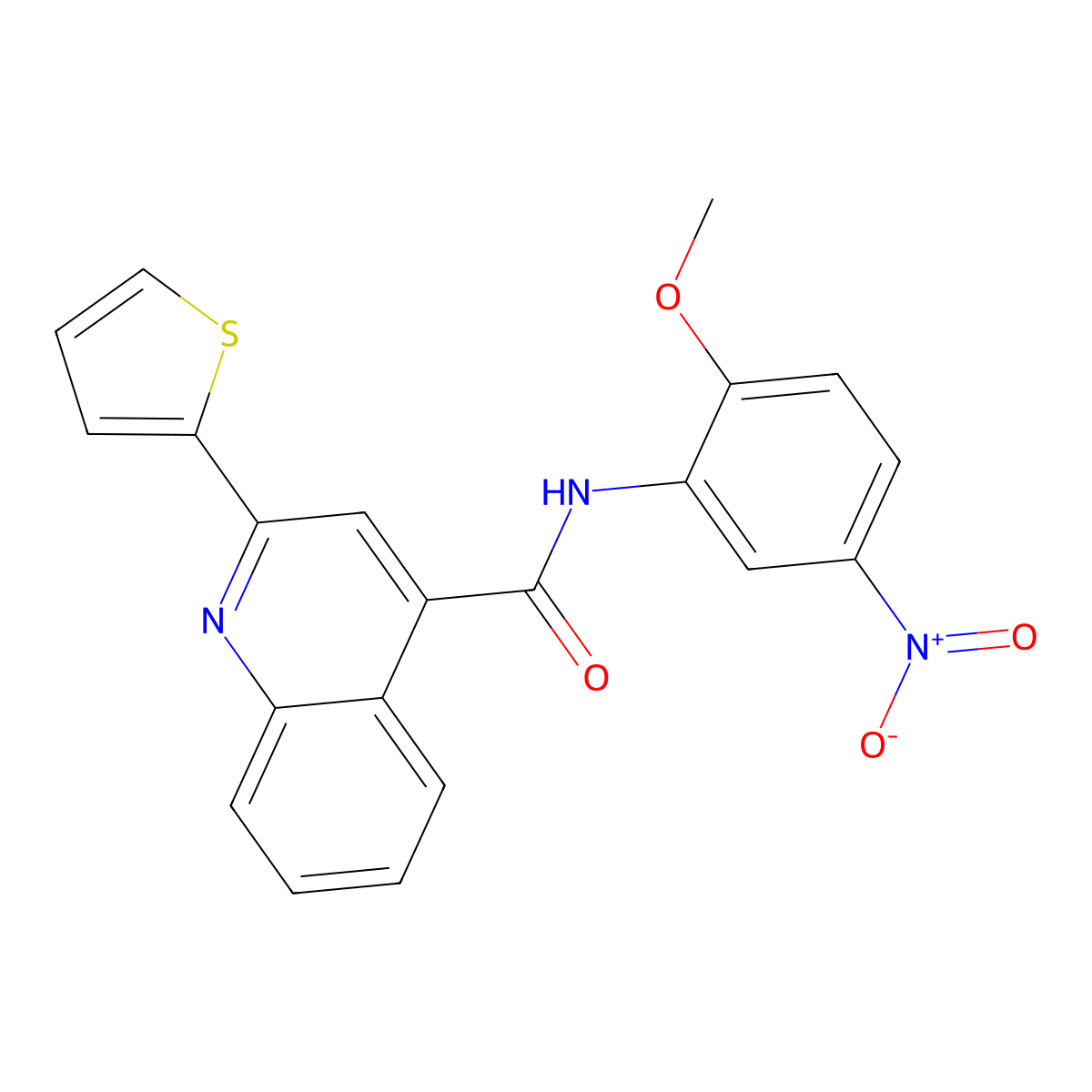 N-(2-methoxy-5-nitrophenyl)-2-thiophen-2-ylquinoline-4-carboxamide molecular structure, CAS 547699-81-0
