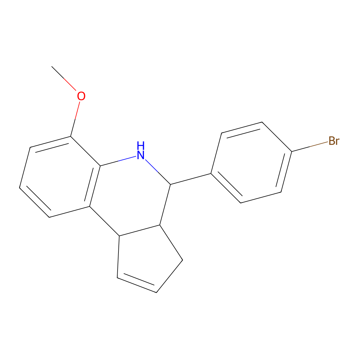 4-(4-bromophenyl)-6-methoxy-3a,4,5,9b-tetrahydro-3H-cyclopenta[c]quinoline molecular structure, CAS 5477-19-0