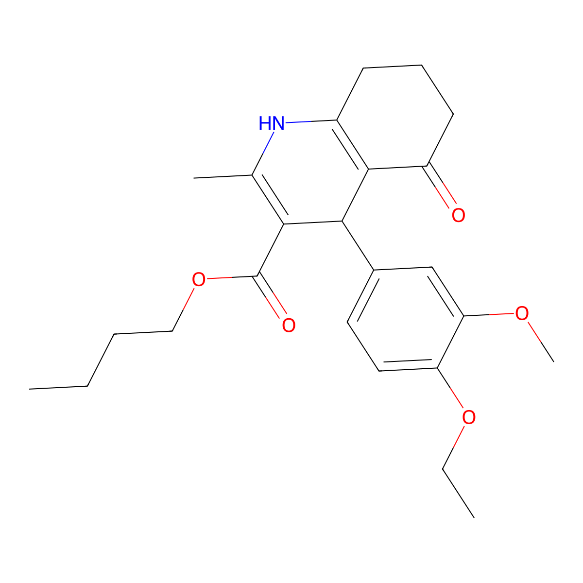 Butyl 4-(4-ethoxy-3-methoxyphenyl)-2-methyl-5-oxo-1,4,5,6,7,8-hexahydroquinoline-3-carboxylate molecular structure, CAS 5477-26-9